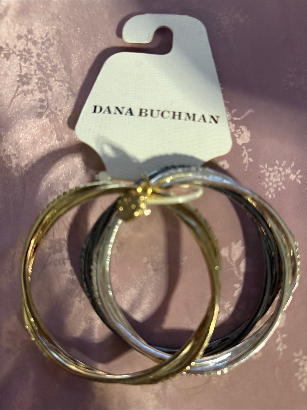 Dana Buchman Mixed Metal Gold and Silver Bangle Bracelet Set